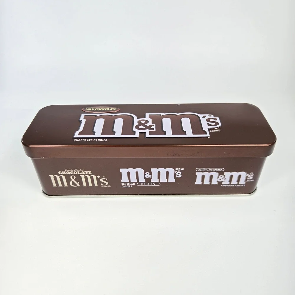 Vintage M&Ms Milk Chocolate Candy Tin Metal Rectangular Collectible Box Fun Size